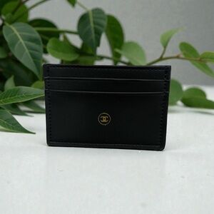 Chanel Blue Black Leather Card Holder